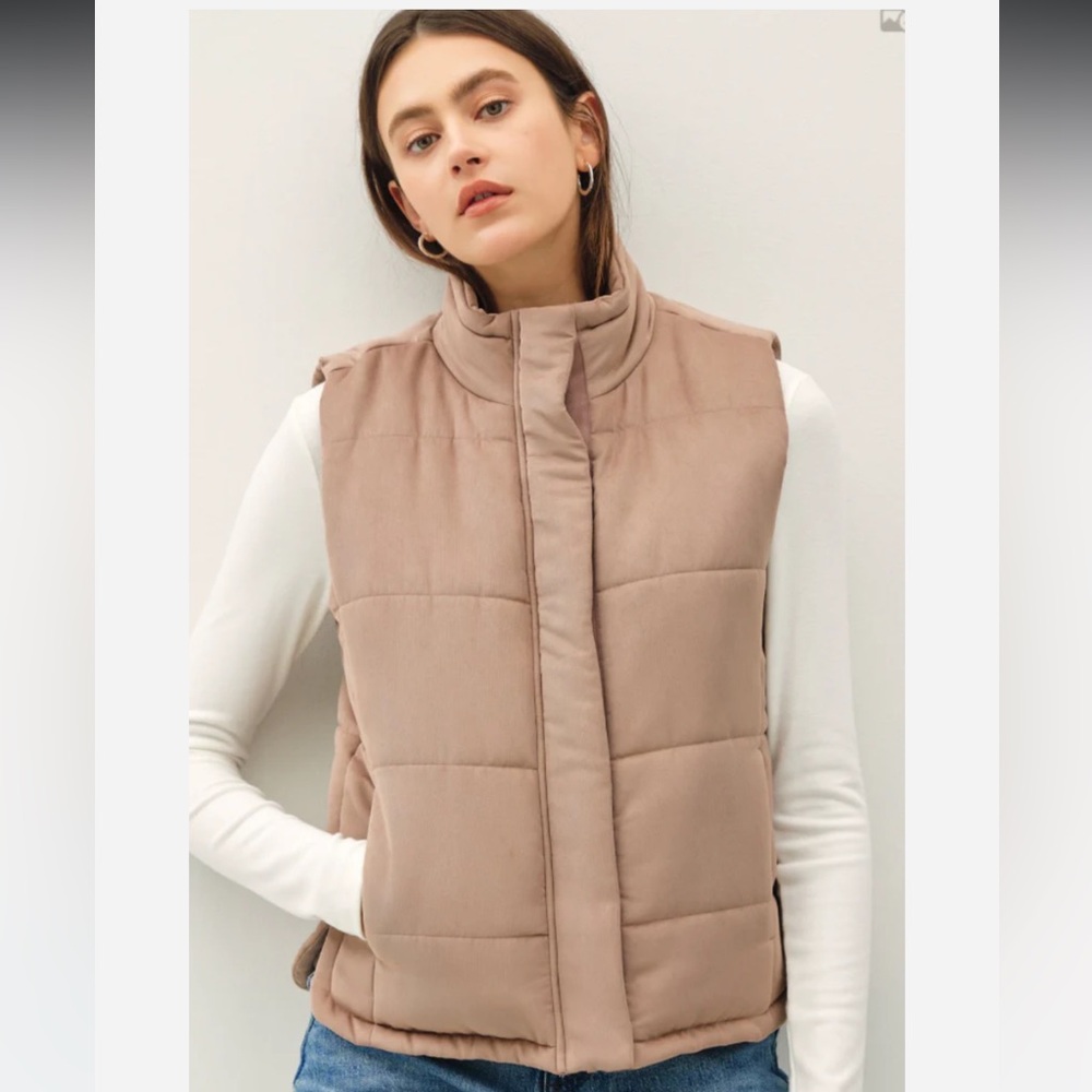 Be Cool Suede Like Puffer Vest